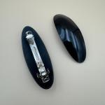 Glossy Black Oval Snap Hair Clips Set